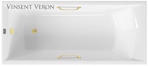 Чугунная ванна Vinsent Veron Devon 170x70x45 с ручками матовое золото