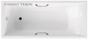 Чугунная ванна Vinsent Veron Devon 175x70x45 с бронзовыми ручками и а/п