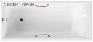 Чугунная ванна Vinsent Veron Devon 175x70x45 с золотыми ручками