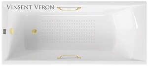 Чугунная ванна Vinsent Veron Devon 175x70x45 с ручками матовое золото и а/п