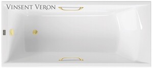 Чугунная ванна Vinsent Veron Devon 175x70x45 с ручками матовое золото