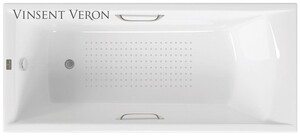 Чугунная ванна Vinsent Veron Devon 175x70x45 с ручками цвет никель и а/п