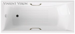 Чугунная ванна Vinsent Veron Devon 175x75x45 с бронзовыми ручками и а/п