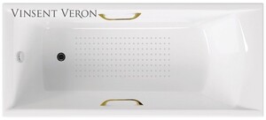 Чугунная ванна Vinsent Veron Devon 175x75x45 с золотыми ручками и а/п