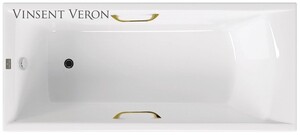 Чугунная ванна Vinsent Veron Devon 175x75x45 с золотыми ручками