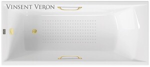 Чугунная ванна Vinsent Veron Devon 175x75x45 с ручками матовое золото и а/п