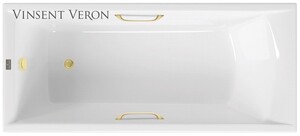 Чугунная ванна Vinsent Veron Devon 175x75x45 с ручками матовое золото