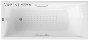 Чугунная ванна Vinsent Veron Devon 175x75x45 с ручками цвет никель и а/п