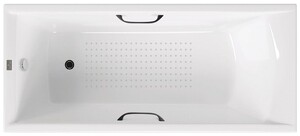 Чугунная ванна Vinsent Veron Devon 180x70x45 с черными матовыми ручками и а/п