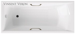 Чугунная ванна Vinsent Veron Devon 180x70x45 с бронзовыми ручками и а/п