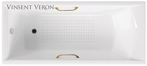 Чугунная ванна Vinsent Veron Devon 180x70x45 с золотыми ручками и а/п