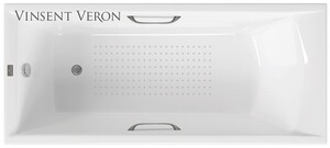 Чугунная ванна Vinsent Veron Devon 180x70x45 с ручками оружейная сталь и а/п