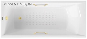 Чугунная ванна Vinsent Veron Devon 180x70x45 с ручками матовое золото и а/п