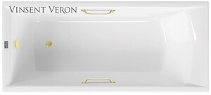 Чугунная ванна Vinsent Veron Devon 180x70x45 с ручками матовое золото