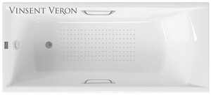 Чугунная ванна Vinsent Veron Devon 180x70x45 с ручками цвет никель и а/п