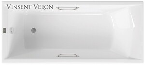 Чугунная ванна Vinsent Veron Devon 180x70x45 с ручками цвет никель