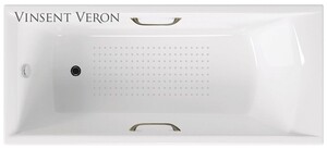 Чугунная ванна Vinsent Veron Devon 180x75x45 с бронзовыми ручками и а/п
