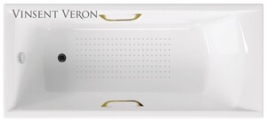 Чугунная ванна Vinsent Veron Devon 180x75x45 с золотыми ручками и а/п