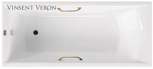 Чугунная ванна Vinsent Veron Devon 180x75x45 с золотыми ручками