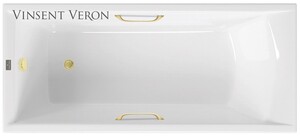 Чугунная ванна Vinsent Veron Devon 180x75x45 с ручками матовое золото