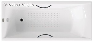 Чугунная ванна Vinsent Veron Devon 190x80x45 с хромированными ручками и а/п