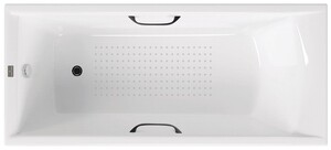 Чугунная ванна Vinsent Veron Devon 190x80x45 с черными матовыми ручками и а/п