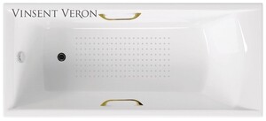 Чугунная ванна Vinsent Veron Devon 190x80x45 с золотыми ручками и а/п