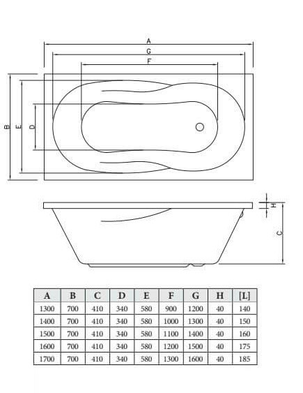 Акриловая ванна C-Bath Vesta 150x70