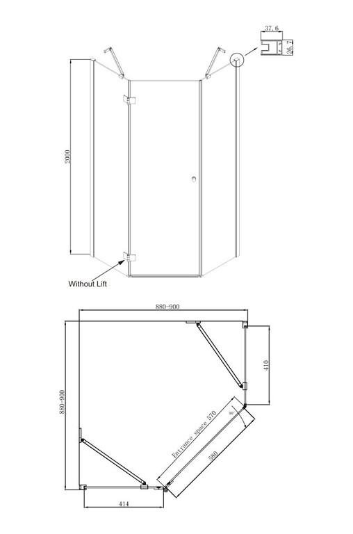 Душевое ограждение Ambassador Diamond 12011111L 90x90