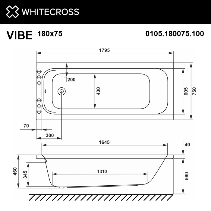 Акриловая ванна Whitecross Vibe 180x75