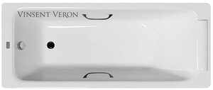 Чугунная ванна Vinsent Veron Italon 170x70x45 с черными матовыми ручками