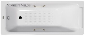 Чугунная ванна Vinsent Veron Italon 170x70x45 с бронзовыми ручками и а/п