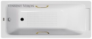 Чугунная ванна Vinsent Veron Italon 170x70x45 с золотыми ручками и а/п