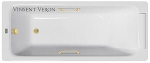 Чугунная ванна Vinsent Veron Italon 170x70x45 с ручками матовое золото