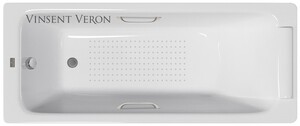 Чугунная ванна Vinsent Veron Italon 170x70x45 с ручками цвет никель и а/п