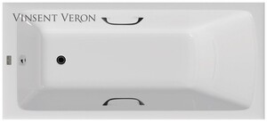 Чугунная ванна Vinsent Veron Kingston 180x80x50 с черными матовыми ручками
