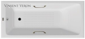 Чугунная ванна Vinsent Veron Kingston 180x80x50 с бронзовыми ручками и а/п