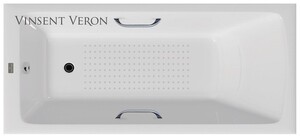Чугунная ванна Vinsent Veron Kingston 180x80x50 с хромированными ручками и а/п