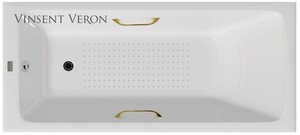 Чугунная ванна Vinsent Veron Kingston 180x80x50 с золотыми ручками и а/п