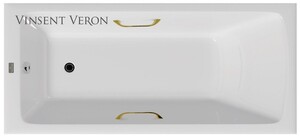 Чугунная ванна Vinsent Veron Kingston 180x80x50 с золотыми ручками