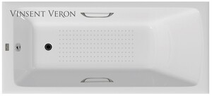 Чугунная ванна Vinsent Veron Kingston 180x80x50 с ручками оружейная сталь и а/п