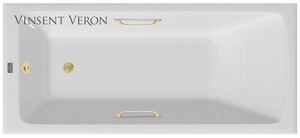 Чугунная ванна Vinsent Veron Kingston 180x80x50 с ручками матовое золото