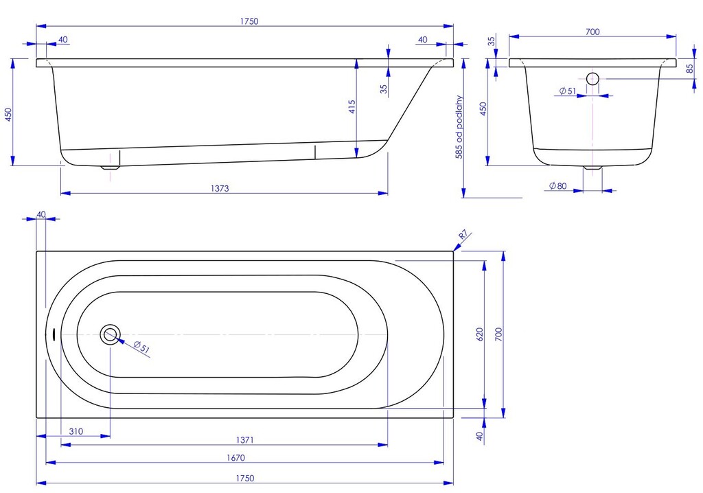 Акриловая ванна Vagnerplast Kasandra 175x70