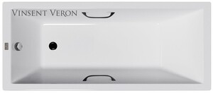 Чугунная ванна Vinsent Veron Square 140x70x45 с черными матовыми ручками