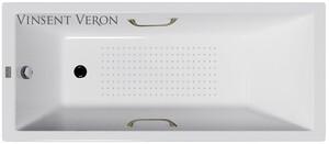 Чугунная ванна Vinsent Veron Square 140x70x45 с бронзовыми ручками и а/п