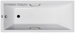 Чугунная ванна Vinsent Veron Square 140x70x45 с бронзовыми ручками