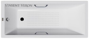 Чугунная ванна Vinsent Veron Square 140x70x45 с хромированными ручками и а/п
