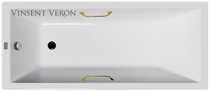 Чугунная ванна Vinsent Veron Square 140x70x45 с золотыми ручками
