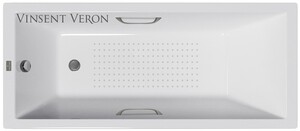Чугунная ванна Vinsent Veron Square 140x70x45 с ручками оружейная сталь и а/п