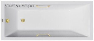 Чугунная ванна Vinsent Veron Square 140x70x45 с ручками матовое золото